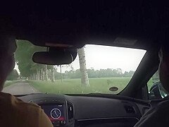 A Chubby German Blonde Pleasing Two Cocks Outdoors