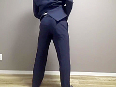 A Perverted Businessman Gets Horny On His Way To Work And Ejaculates Profusely In His Suit