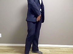 A Perverted Businessman Gets Horny On His Way To Work And Ejaculates Profusely In His Suit