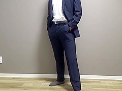 A Perverted Businessman Gets Horny On His Way To Work And Ejaculates Profusely In His Suit