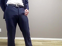 A Perverted Businessman Gets Horny On His Way To Work And Ejaculates Profusely In His Suit