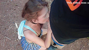 Adorable teen 18+ Face Fucked In Public Park