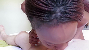 African babe pegging her guy's asshole