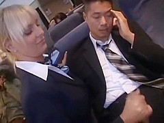 AirHostess gives Handjob