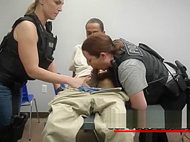 Alledged criminal gets stripped down and fucked by horny milf cops