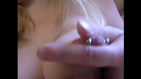 Amateur Blonde Pierced Nipples Big Titts teen 18+ with Lolipop