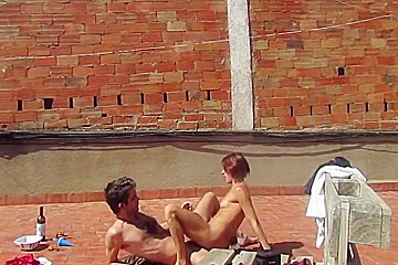 Amateur Couple Fucking At The Terrace, Outside Sex