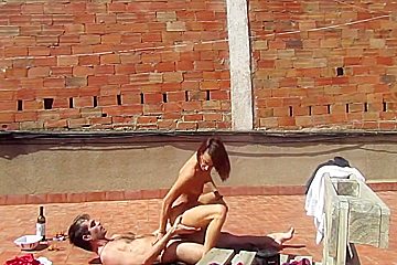Amateur Couple Fucking At The Terrace, Outside Sex
