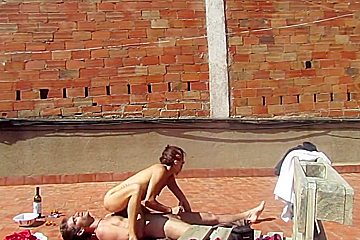 Amateur Couple Fucking At The Terrace, Outside Sex