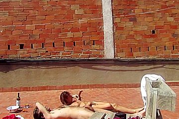 Amateur Couple Fucking At The Terrace, Outside Sex