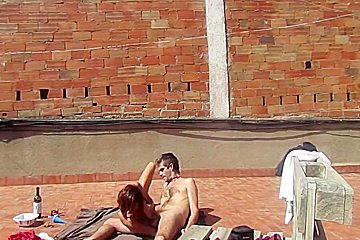 Amateur Couple Fucking At The Terrace, Outside Sex