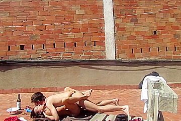 Amateur Couple Fucking At The Terrace, Outside Sex