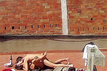 Amateur Couple Fucking At The Terrace, Outside Sex