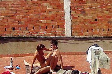 Amateur Couple Fucking At The Terrace, Outside Sex