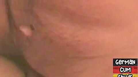 Amateur German hunk rides cock in 3some while jerked
