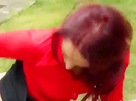 Amazing women have a dick drilling their beavers outside