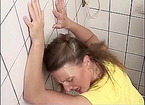 An exciting fuck on a public toilet 