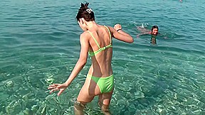 Anabell & Aspen & Jocelyn in a horny couple having hardcore sex on the beach