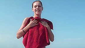 Anabell & Aspen & Jocelyn in a horny couple having hardcore sex on the beach