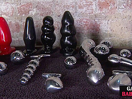 Anal enema lezbian fisted and strapon fucked in gaping ass