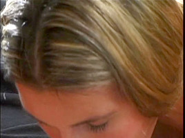 Appealing blond was group-fucked by her boyfriend on the bed 