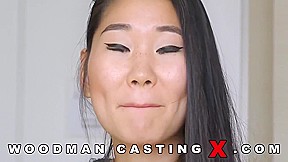 Asian girl gets fucked in both her holes well katana