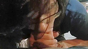 Asian gives blowjob in public