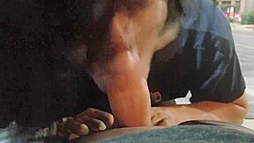 Asian gives blowjob in public