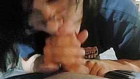 Asian gives blowjob in public