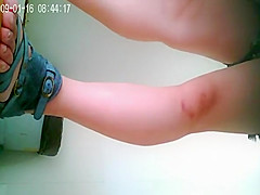 Asian woman pissing and smoking