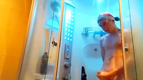 Athletic Russian Boy With Big Cock Cums In Shower