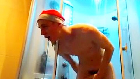 Athletic Russian Boy With Big Cock Cums In Shower