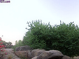 BDSM bitch dominated outdoor by perverted nympho male