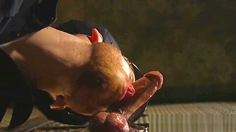 BDSM dominating officer edging bound sub