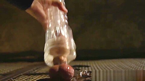 BDSM dominating officer edging bound sub
