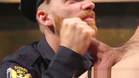 BDSM dominating officer edging bound sub