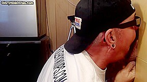 BJ amateur DILF sucks gloryhole cock very deep at home