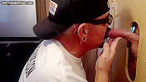 BJ amateur DILF sucks gloryhole cock very deep at home