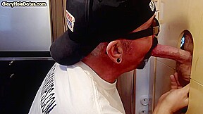 BJ amateur DILF sucks gloryhole cock very deep at home