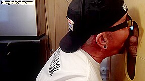 BJ amateur DILF sucks gloryhole cock very deep at home