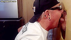 BJ amateur DILF sucks gloryhole cock very deep at home