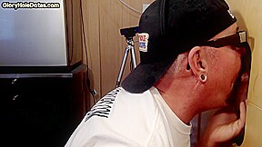 BJ amateur DILF sucks gloryhole cock very deep at home