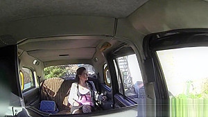 Babe anal bangs with condom in fake taxi