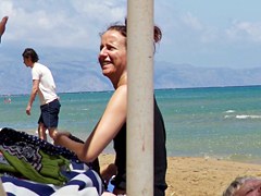 Babe caught topless in Agia Marina, Creta