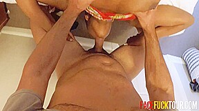 Bald black african model drooling and gagging while deep throat