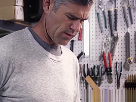 Barebacking in the workshop with stepson jock and Step daddy
