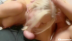 Beautiful Blonde And Her Friend Get Rammed