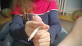 Beautiful Filipina Maid Relaxing Smoking Hand Job With A Giant 10 Viking Cock - Tons Of Cum!!