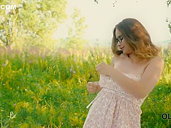 Beautiful Redhead With Glasses Rides Old Dick In The Woods