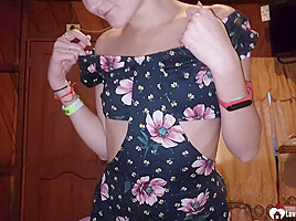 Beauty sucks a cock while on her knees